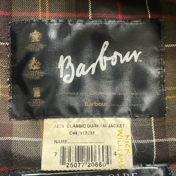 Barbour Classic Durham Waxed Jacket Size 46 Pre-Owned - Picture 2 of 16
